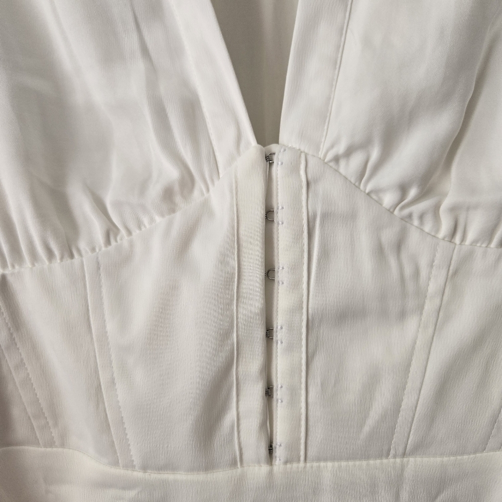 URBAN OUTFITTERS Phoebe Corseted Shirt Dress White Size M #242 - Picture 7 of 9
